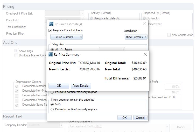 XactimatePriceListChange Overhead And Profit